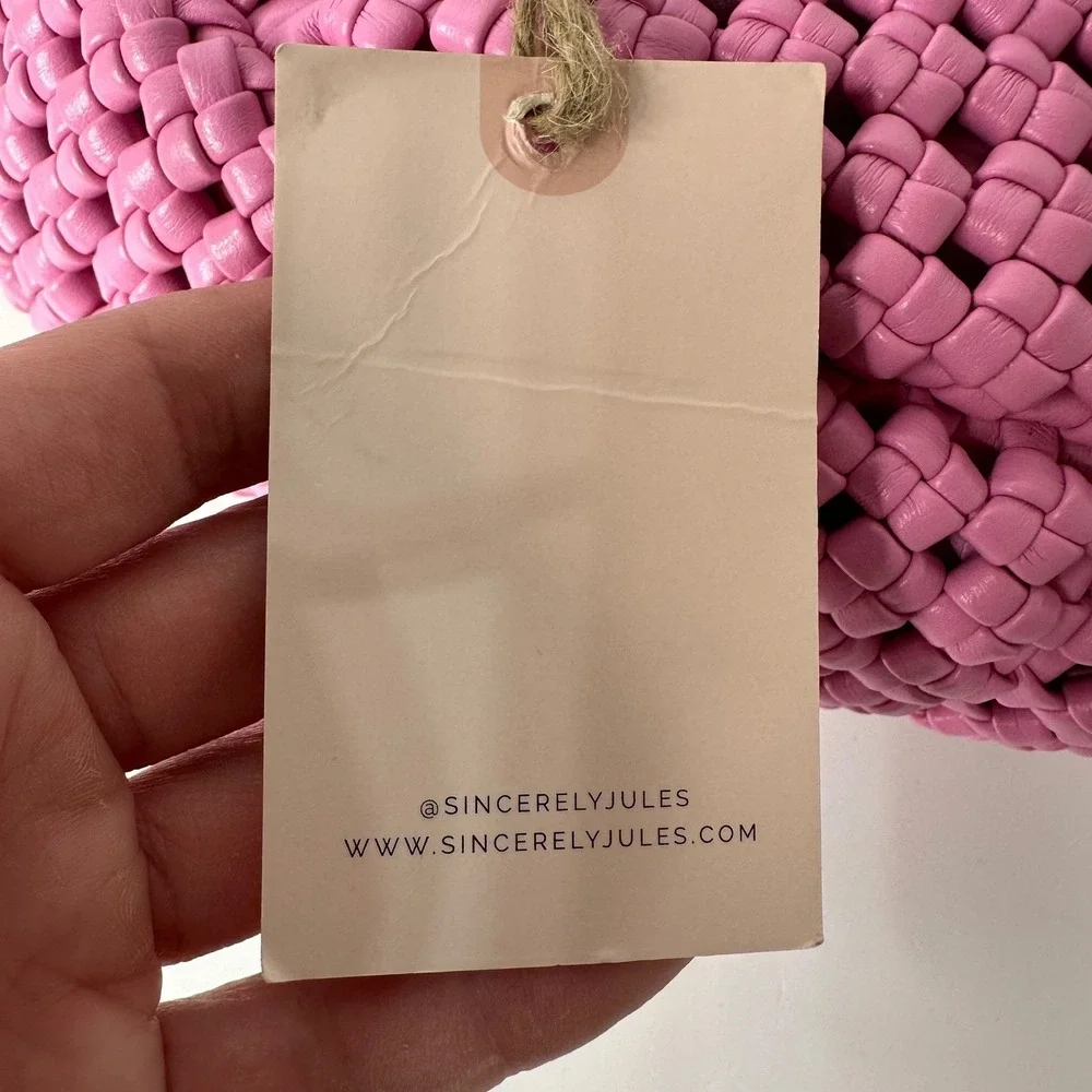 Sincerely Jules Bright Pink Woven Small Handbag Shoulder Bag Feminine Summer NEW